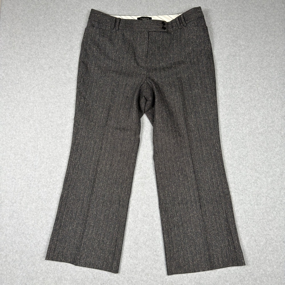 Talbots Signature Flare Pants Womens 14 Herringbone Wool Silk Blend Trouser